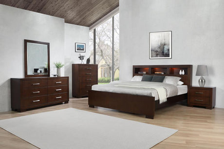 Jessica Cappuccino California King Bed with Storage Headboard from Coaster - Luna Furniture