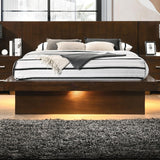 Jessica Cappuccino Queen Platform Bed with Rail Seating from Coaster - Luna Furniture