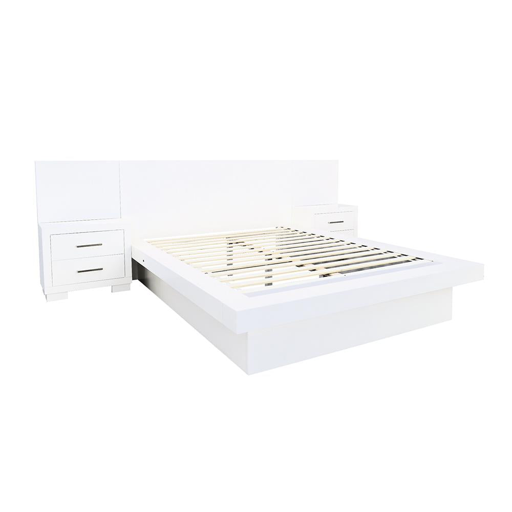 Jessica White Queen Platform Bed with Rail Seating from Coaster - Luna Furniture