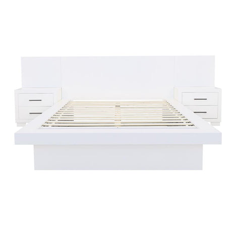 Jessica White Queen Platform Bed with Rail Seating from Coaster - Luna Furniture