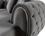 Jessie Gray Velvet  Double Chaise Sectional - JESSIE SEC - GRAY - Luna Furniture