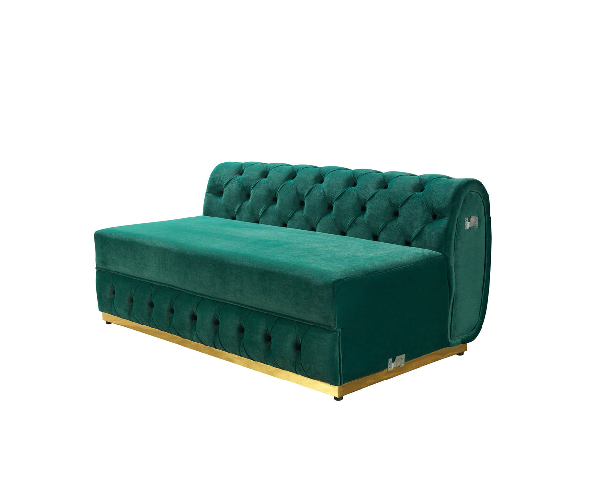 Jessie Green Velvet  Double Chaise Sectional - JESSIE SEC- GREEN - Luna Furniture