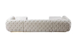 Jessie Ivory Velvet  Double Chaise Sectional - JESSIE SEC-IVORY - Luna Furniture