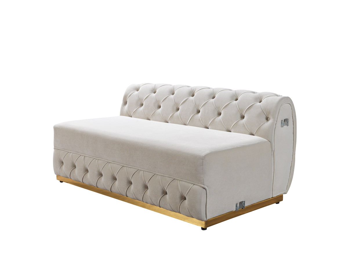 Jessie Ivory Velvet  Double Chaise Sectional - JESSIE SEC-IVORY - Luna Furniture