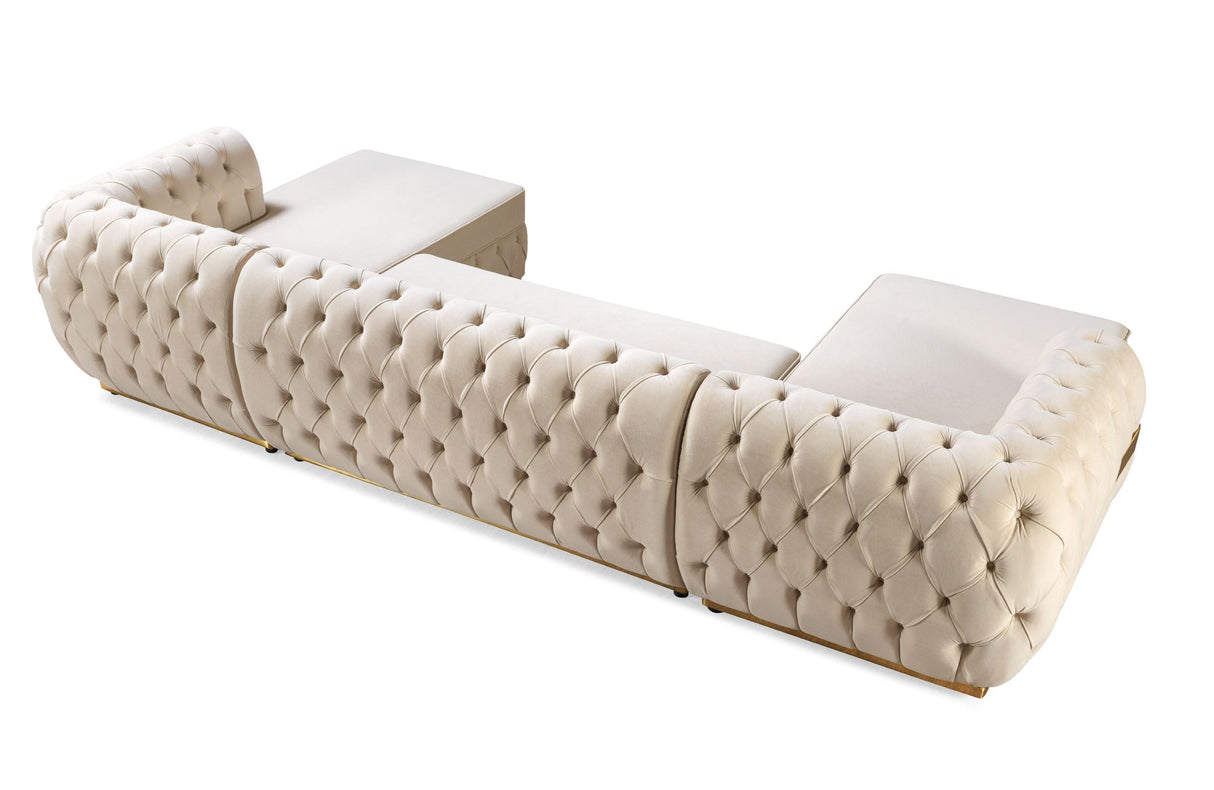 Jester Ivory Velvet Double Chaise Sectional - JESTERIVORY-SEC - Luna Furniture