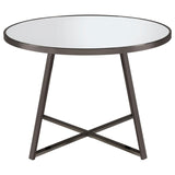 Jillian Round Dining Table with Tempered Mirror Top Black Nickel - 120630 - Luna Furniture