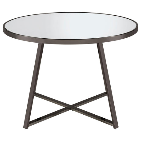 Jillian Black Nickel Round Dining Table with Tempered Mirror Top from Coaster - Luna Furniture