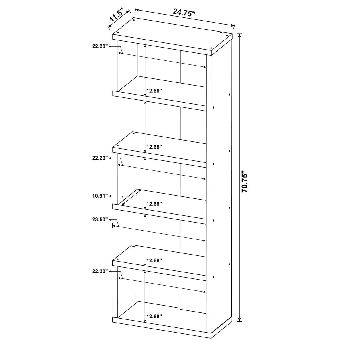 Joey 5-tier Bookcase Weathered Grey - 800552 - Luna Furniture