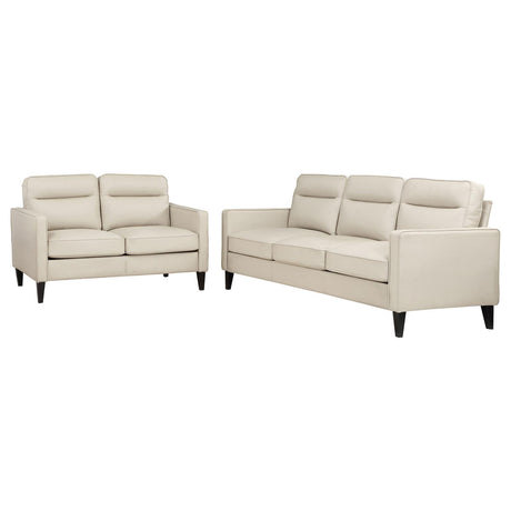 Jonah 2-piece Upholstered Track Arm Sofa Set Ivory - 509651-S2 - Luna Furniture
