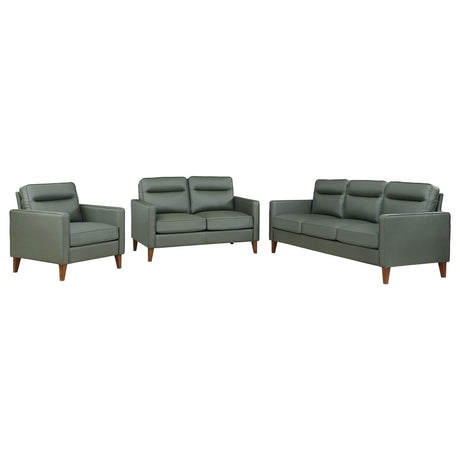 Jonah 3-piece Upholstered Track Arm Sofa Set Green - 509654-S3 - Luna Furniture