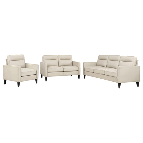 Jonah 3-piece Upholstered Track Arm Sofa Set Ivory - 509651-S3 - Luna Furniture