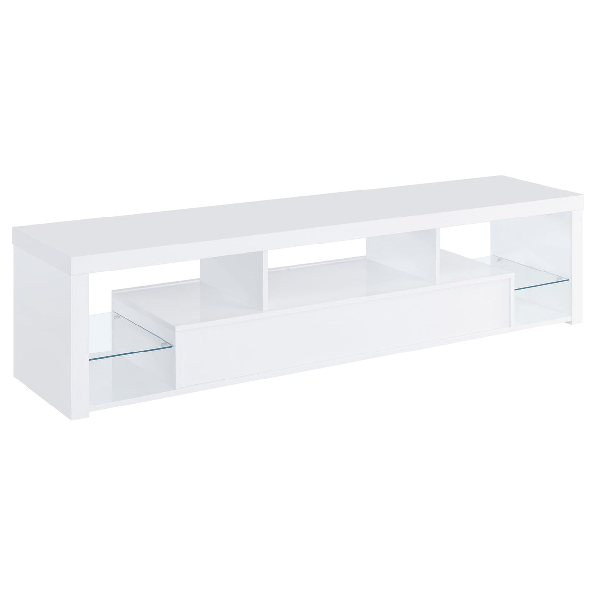 Jude 2-drawer 71" TV Stand With Shelving White High Gloss - 704251 - Luna Furniture