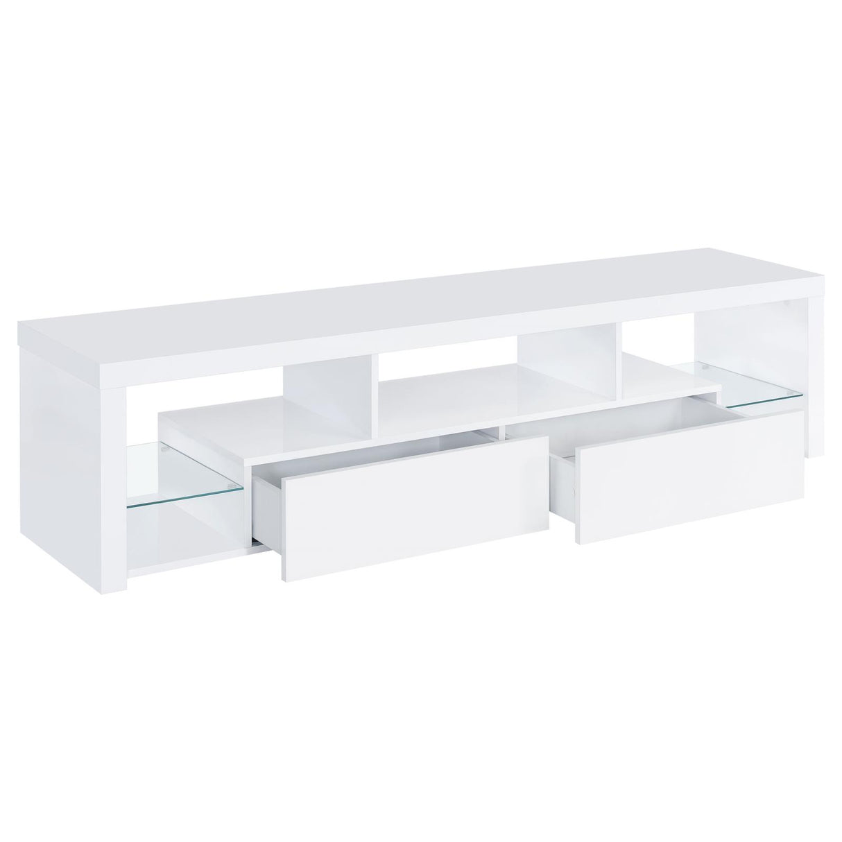 Jude White High Gloss 3-Piece Entertainment Center With 71" TV Stand from Coaster - Luna Furniture