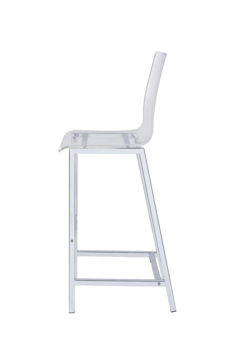 Juelia Chrome and Clear Acrylic Bar Stools, Set of 2 from Coaster - Luna Furniture