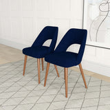 Juliana Mid Century Modern Upholstered Dining Chair (Set of 2) Polyester / Blue - AFC00381 - Luna Furniture
