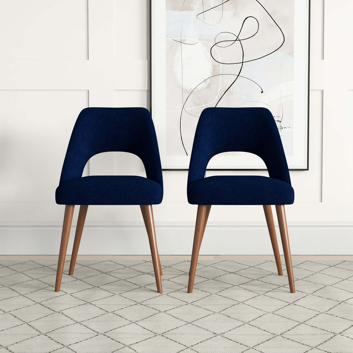 Juliana Mid Century Modern Upholstered Dining Chair (Set of 2) Polyester / Blue - AFC00381 - Luna Furniture