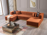 Juliana Orange Velvet 4-Piece Sectional - JULIANAORANGE-SEC4 - Luna Furniture