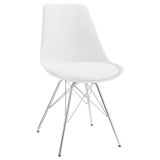 Juniper Armless Dining Chairs White and Chrome (Set of 2) - 102792 - Luna Furniture