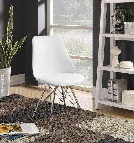 Juniper White and Chrome Armless Dining Chairs, Set of 2 from Coaster - Luna Furniture