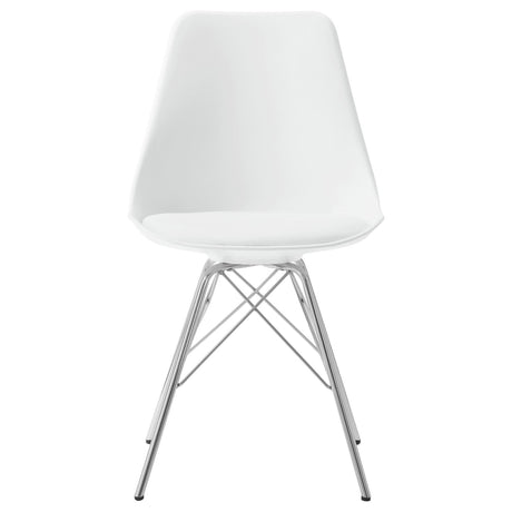 Juniper White and Chrome Armless Dining Chairs, Set of 2 from Coaster - Luna Furniture