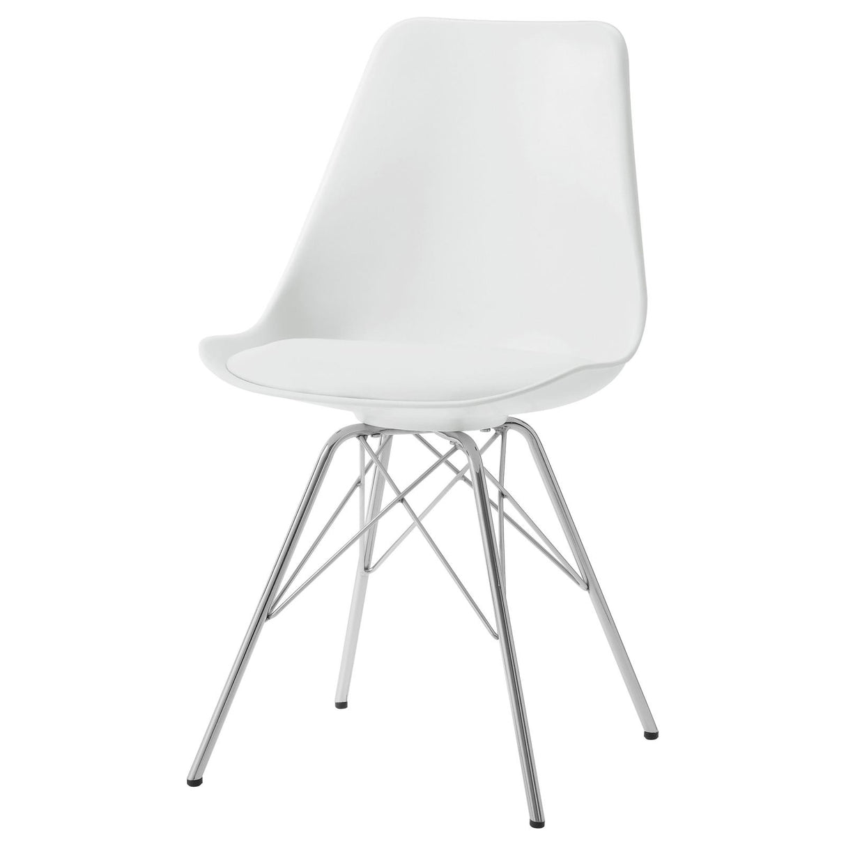 Juniper Armless Dining Chairs White and Chrome (Set of 2) - 102792 - Luna Furniture