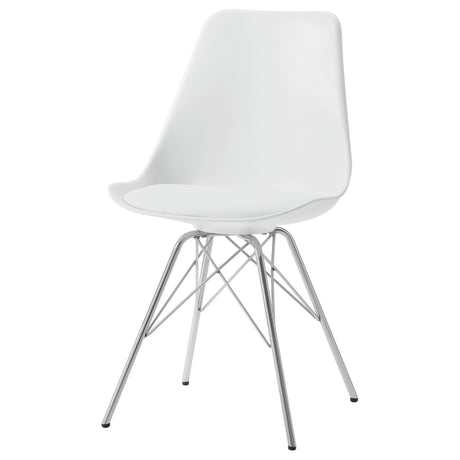 Juniper White and Chrome Armless Dining Chairs, Set of 2 from Coaster - Luna Furniture