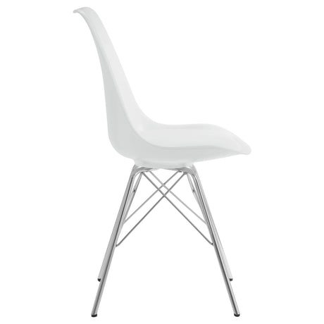 Juniper White and Chrome Armless Dining Chairs, Set of 2 from Coaster - Luna Furniture