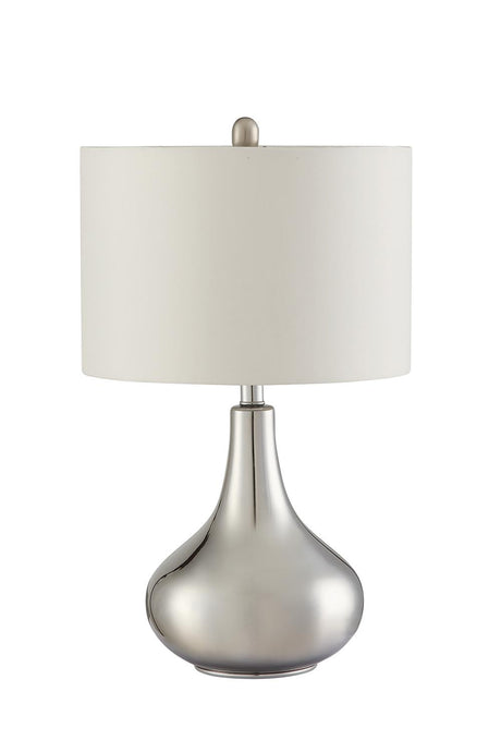Junko Drum Shade Table Lamp Chrome and White - 901525 - Luna Furniture