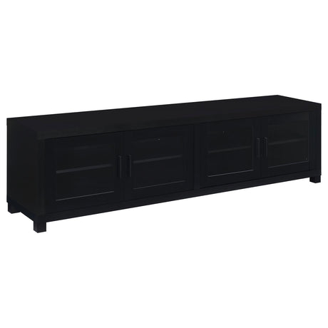 Jupiter Black 4-Door 79" TV Stand Media Console with Framed Glass Panels from Coaster - Luna Furniture