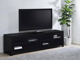 Jupiter Black 4-Door 79" TV Stand Media Console with Framed Glass Panels from Coaster - Luna Furniture