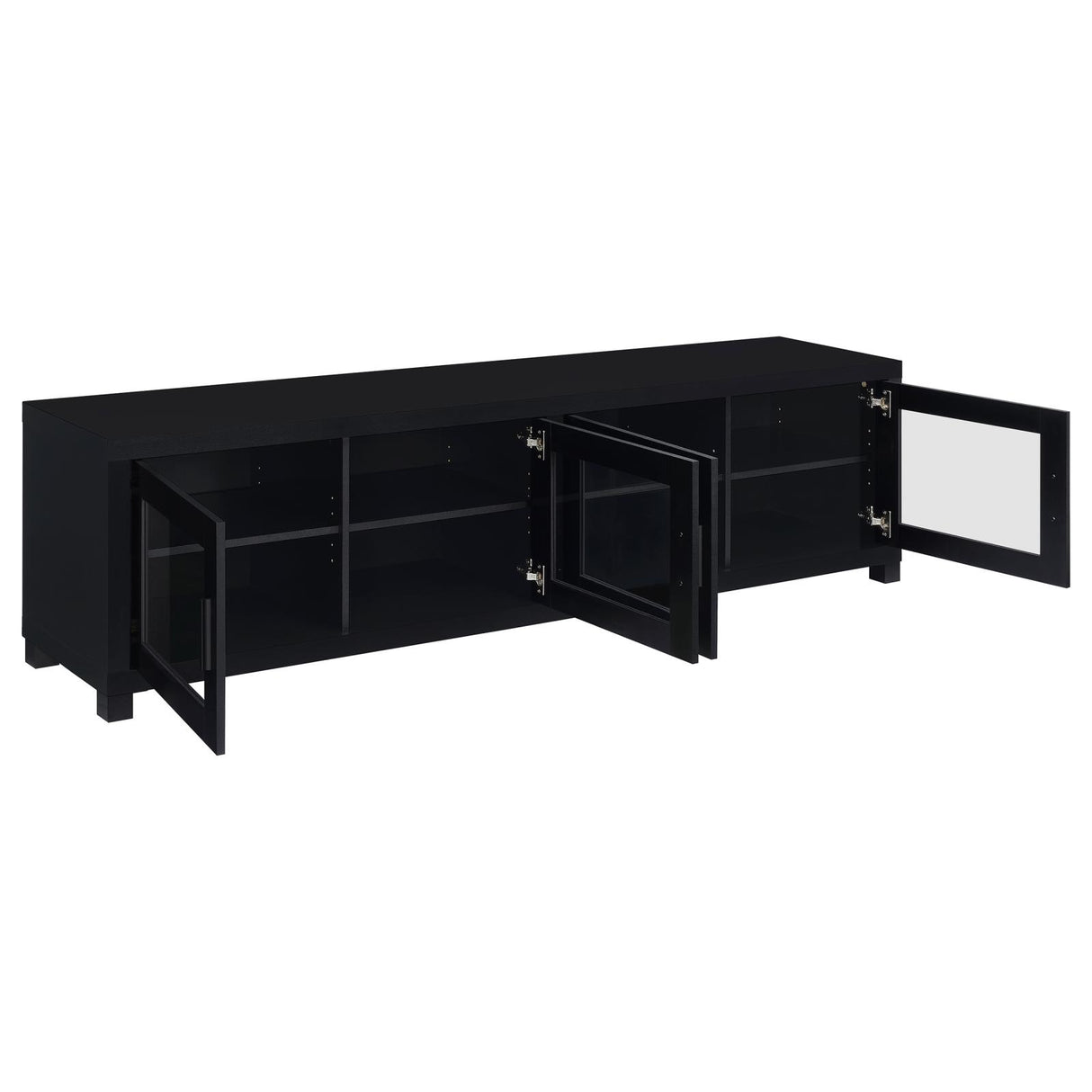 Jupiter Black 4-Door 79" TV Stand Media Console with Framed Glass Panels from Coaster - Luna Furniture