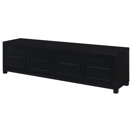 Jupiter Black 4-Door 79" TV Stand Media Console with Framed Glass Panels from Coaster - Luna Furniture