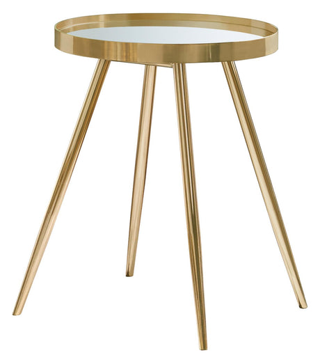 Kaelyn Round Mirror Top End Table Gold - 723917 - Luna Furniture
