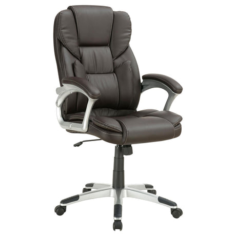 Kaffir Adjustable Height Office Chair Dark Brown and Silver - 800045 - Luna Furniture