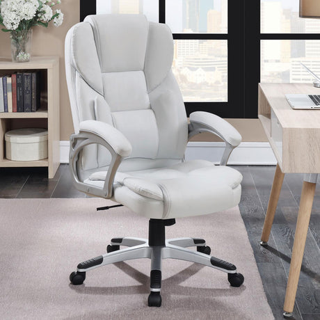 Kaffir Adjustable Height Office Chair White and Silver - 801140 - Luna Furniture