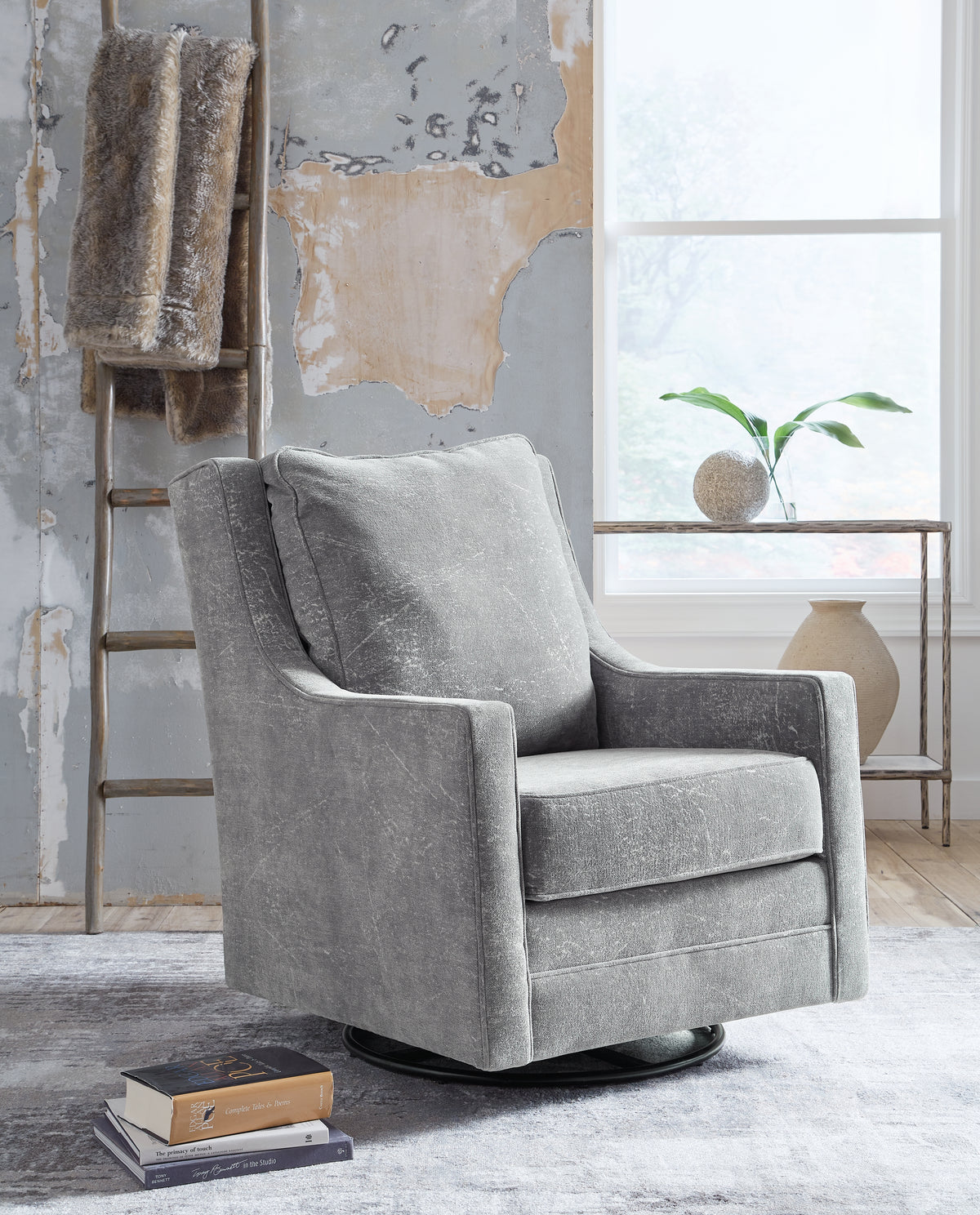 Kambria Fog Swivel Glider Accent Chair Luna Furniture