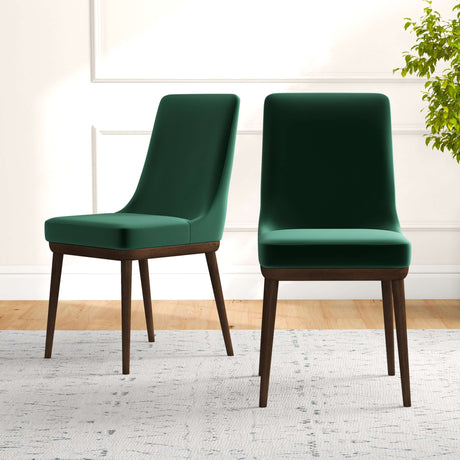 Kate Mid-Century Modern Dining Chair (Set of 2) Green Velvet from Midinmod - Luna Furniture