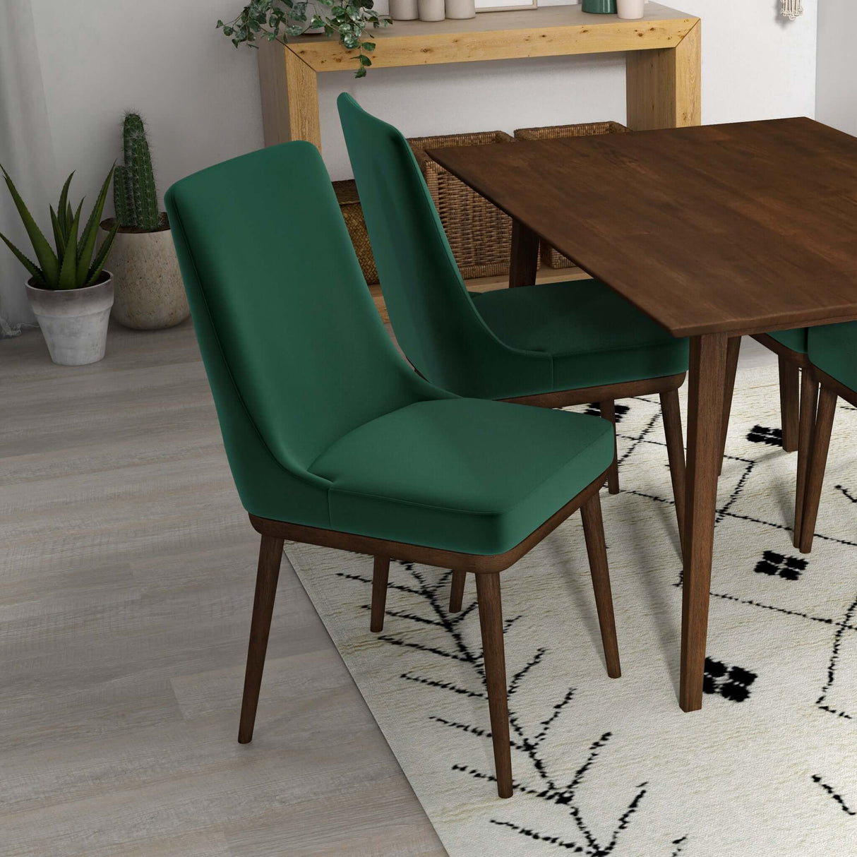 Kate Mid-Century Modern Dining Chair (Set of 2) Green Velvet from Midinmod - Luna Furniture