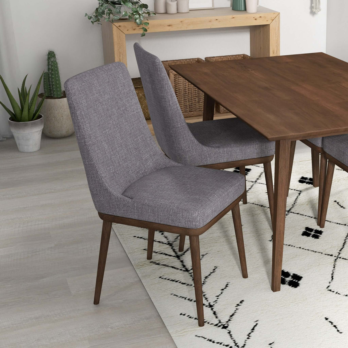 Kate Mid-Century Modern Dining Chair (Set of 2) Grey Polyester Blend - AFC00093 - Luna Furniture