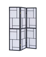 Katerina Black and White 3-Panel Folding Floor Screen from Coaster - Luna Furniture