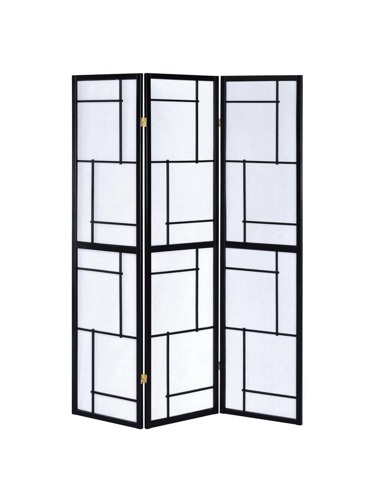 Katerina Black and White 3-Panel Folding Floor Screen from Coaster - Luna Furniture