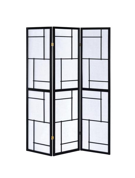 Katerina Black and White 3-Panel Folding Floor Screen from Coaster - Luna Furniture