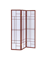 Katerina White and Cherry 3-Panel Folding Floor Screen from Coaster - Luna Furniture