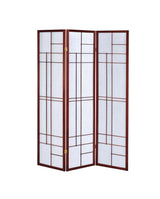 Katerina White and Cherry 3-Panel Folding Floor Screen from Coaster - Luna Furniture