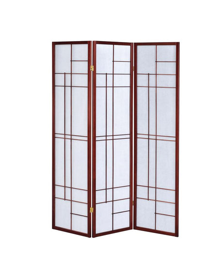 Katerina White and Cherry 3-Panel Folding Floor Screen from Coaster - Luna Furniture
