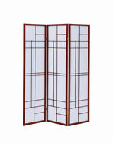 Katerina White and Cherry 3-Panel Folding Floor Screen from Coaster - Luna Furniture