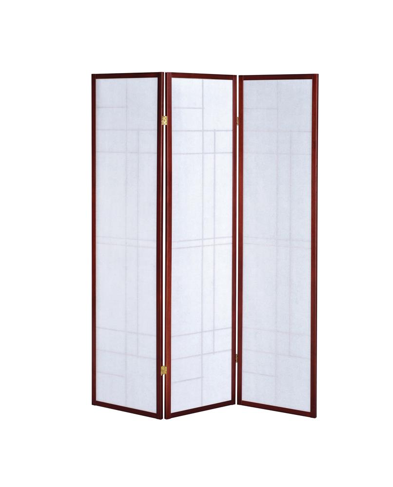 Katerina White and Cherry 3-Panel Folding Floor Screen from Coaster - Luna Furniture