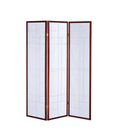 Katerina White and Cherry 3-Panel Folding Floor Screen from Coaster - Luna Furniture