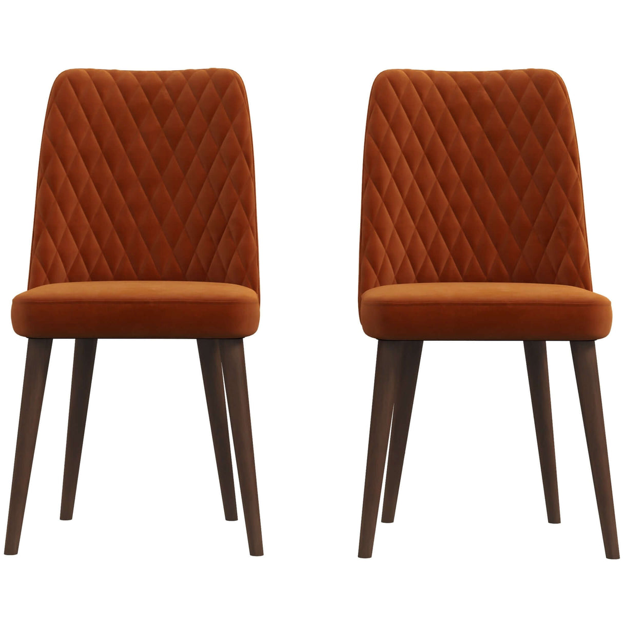 Katie Mid-Century Modern Velvet Dining Chair (Set of 2) Burnt Orange - AFC00061 - Luna Furniture