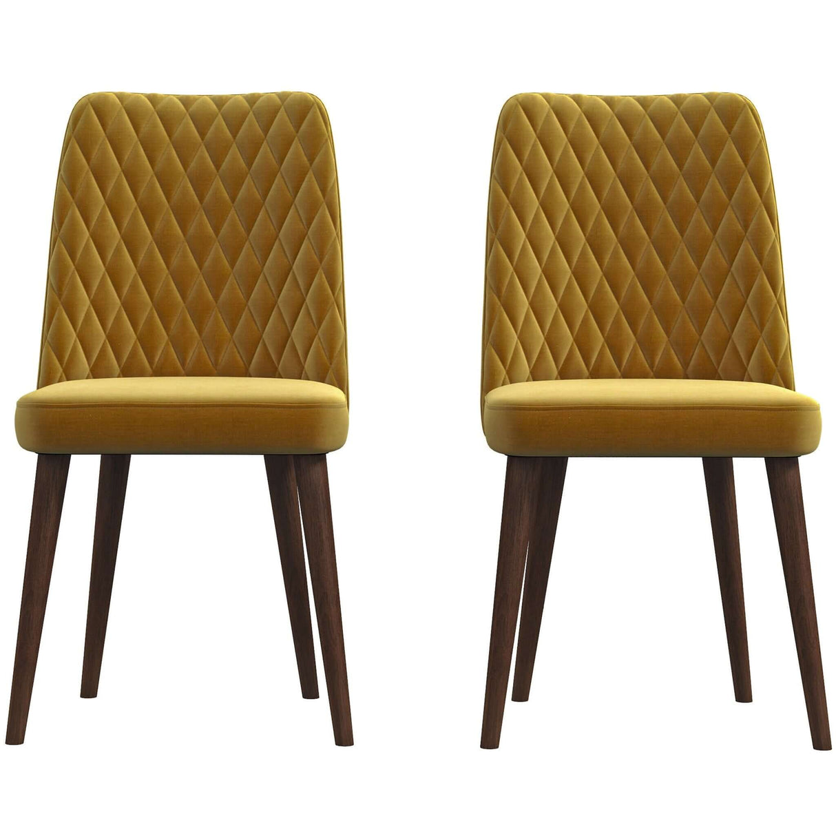 Katie Mid-Century Modern Velvet Dining Chair (Set of 2) Dark Yellow from Ashcroft Furniture - Luna Furniture